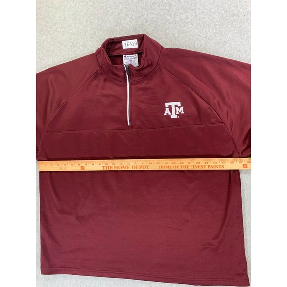 Texas A&M Aggies Champion Half Zip Campus Pullover Sweatshirt (Men's XXL) Maroon - Picture 8 of 12